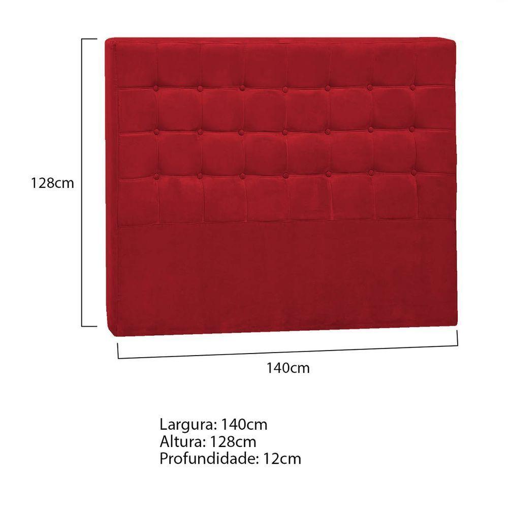 Cabeceira Casal Pequim P04 140 Cm Suede Vermelho Tca 53 - 5