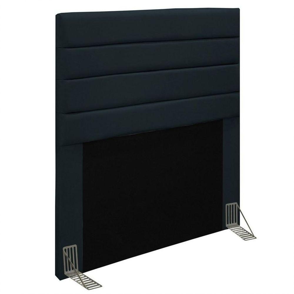 Cabeceira Cama Box Solteiro 90cm Rubi D10 Suede Preto - 1