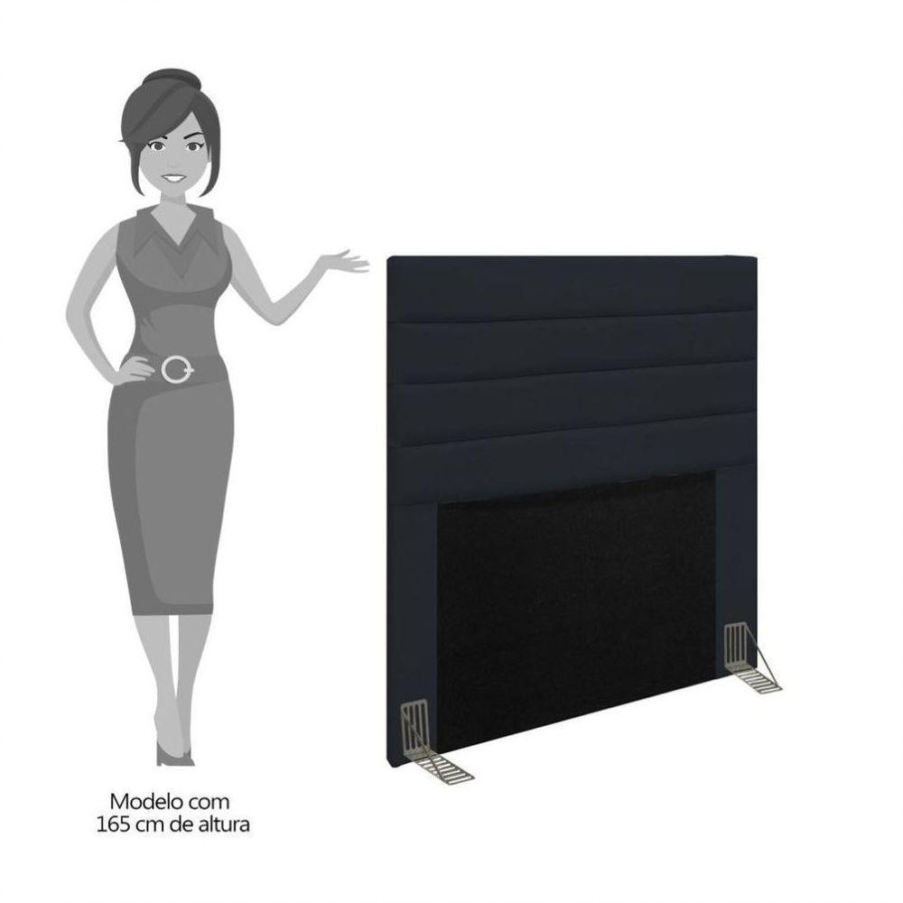 Cabeceira Cama Box Solteiro 90cm Rubi D10 Suede Preto - 2