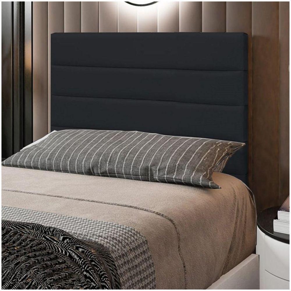 Cabeceira Cama Box Solteiro 90cm Rubi D10 Suede Preto - 5