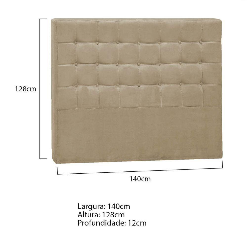Cabeceira Casal Pequim P04 140 Cm Suede Bege Tca 941 - 5