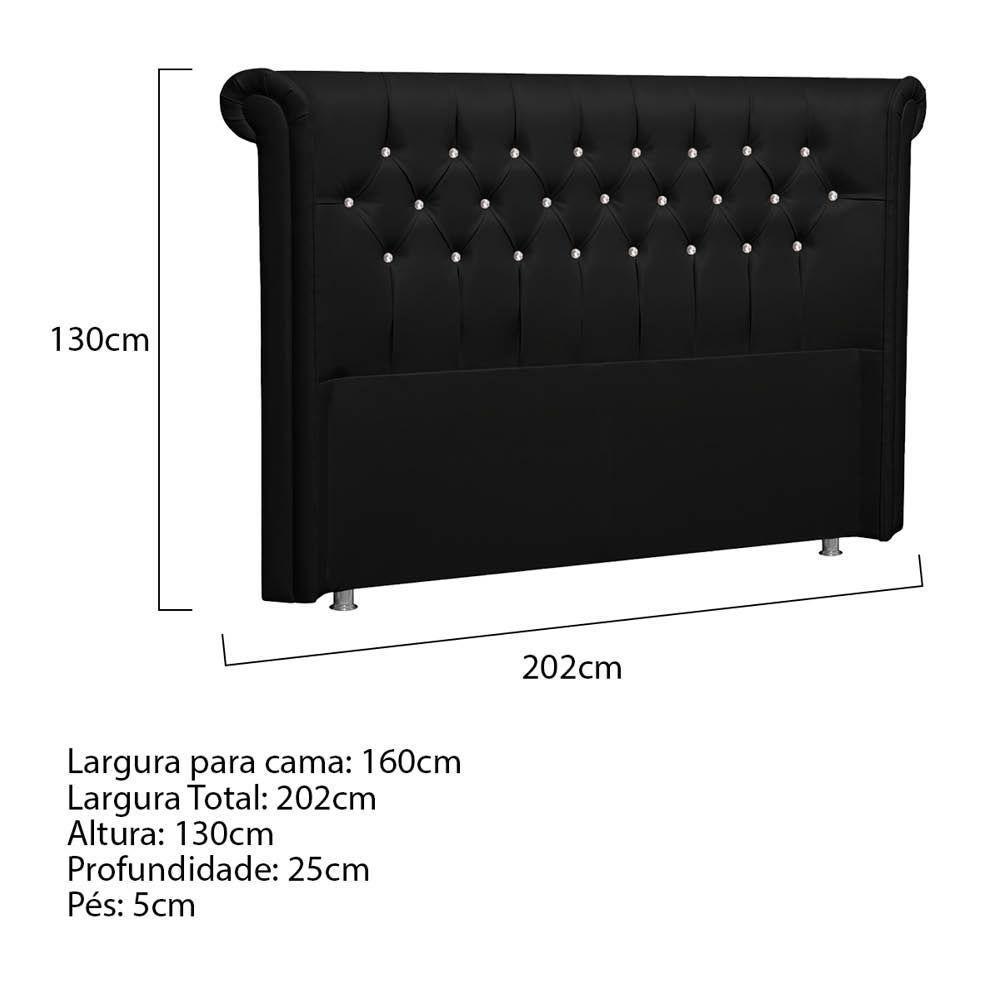 Cabeceira Queen Brescia P04 160 Cm Suede Preto Tca 944 - 5