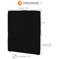 Cabeceira Solteiro 90Cm London Corino Preto - Js Móveis - 2