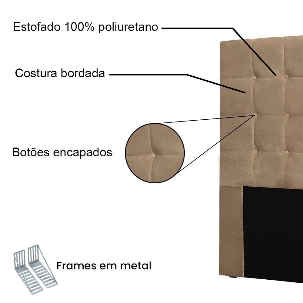 Cabeceira King 1,95m Santiago Suede - Pallazio Cor Bege - 2