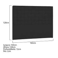 Cabeceira Queen Palermo P04 160 Cm Suede Preto Tca 944 - 5