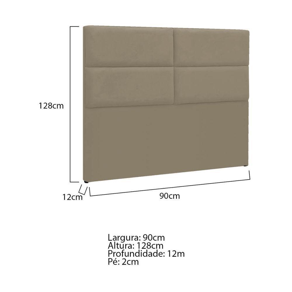 Cabeceira Solteiro Berlim P04 90 Cm Suede Bege Tca 941 - 5