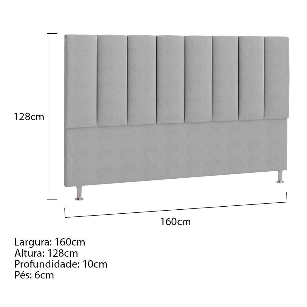 Cabeceira Queen Hannover P04 160 Cm Suede Cinza Tca 940 - 5