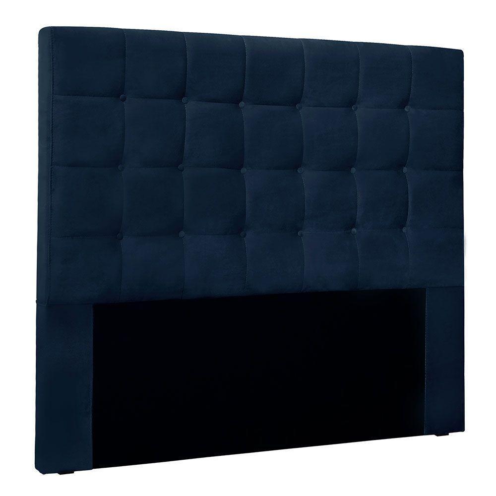 Cabeceira Casal 1,40m Santiago Suede - Pallazio Cor Azul Marinho - 1