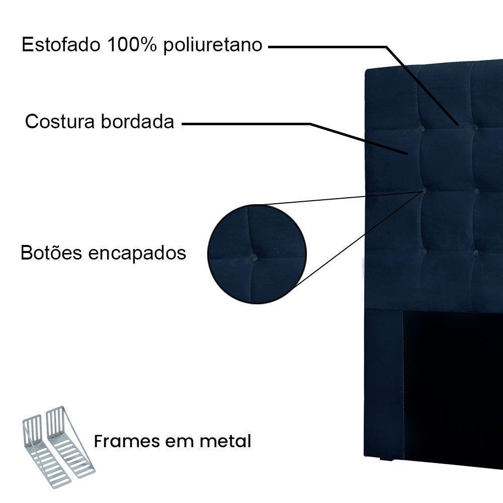 Cabeceira Casal 1,40m Santiago Suede - Pallazio Cor Azul Marinho - 3