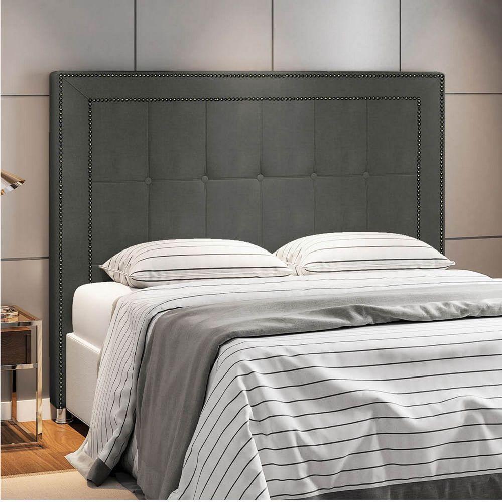 Cabeceira Solteiro P04 90 Cm Suede Cinza Escuro Tca 958 - 6