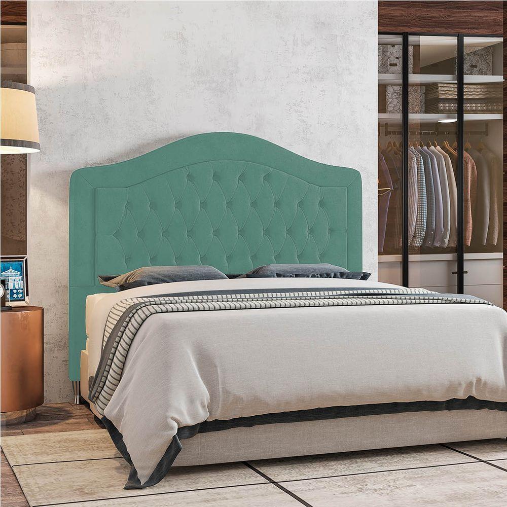 Cabeceira Queen ághata P04 160 Cm Suede Turquesa Tca 946 - 1