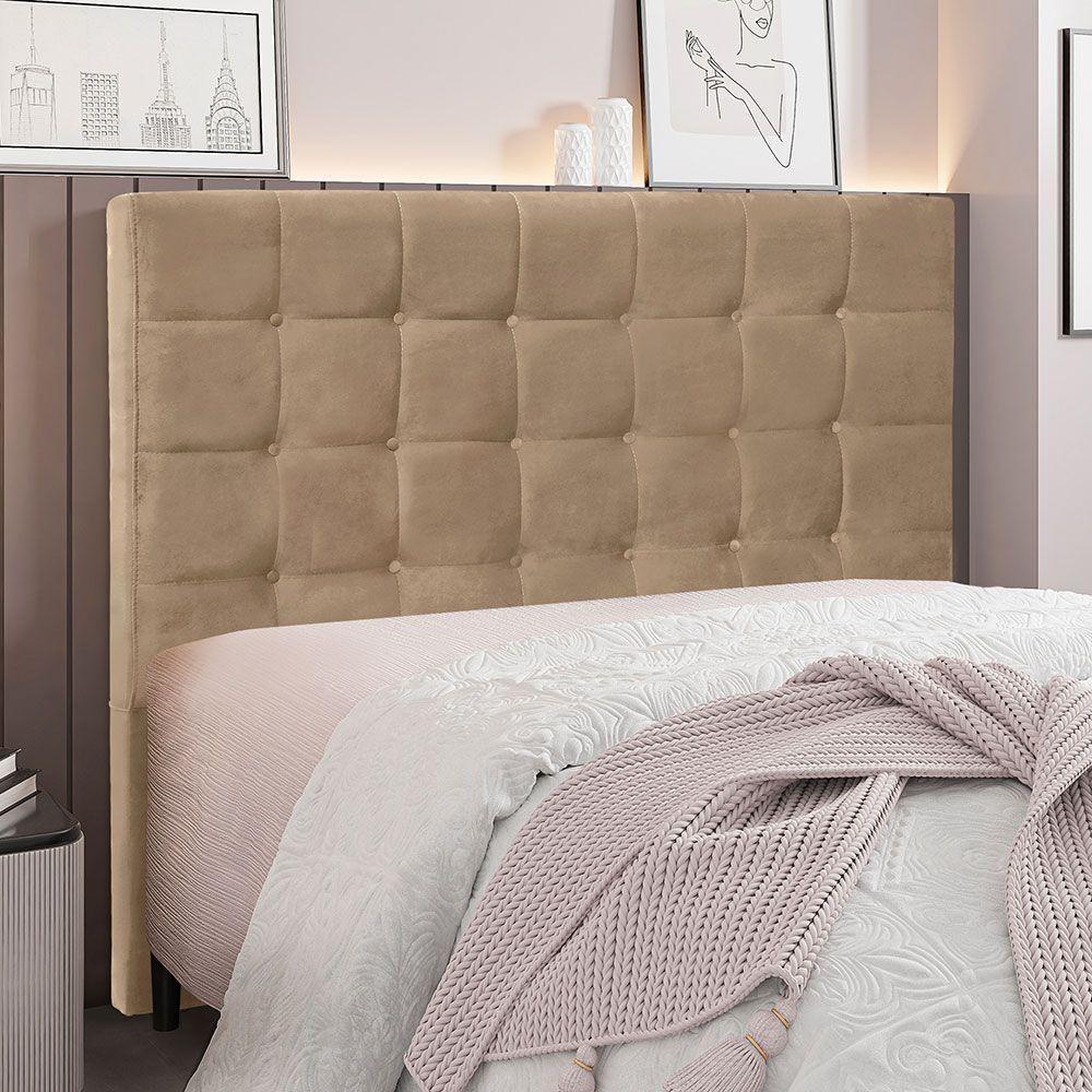 Cabeceira Casal 1,40m Santiago Suede Bege - Pallazio - 5
