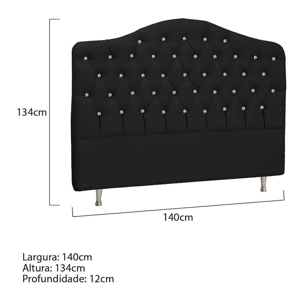 Cabeceira Casal Florence P04 140 Cm Suede Preto Tca 944 - 5