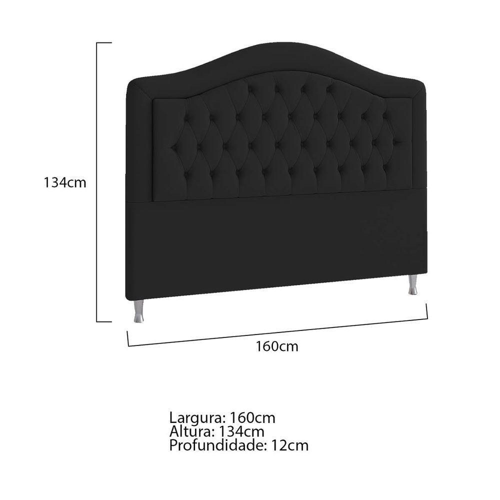 Cabeceira Queen ághata P04 160 Cm Suede Preto Tca 944 - 5