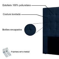 Cabeceira Solteiro 0,90m Santiago Suede - Pallazio Cor Azul Marinho
