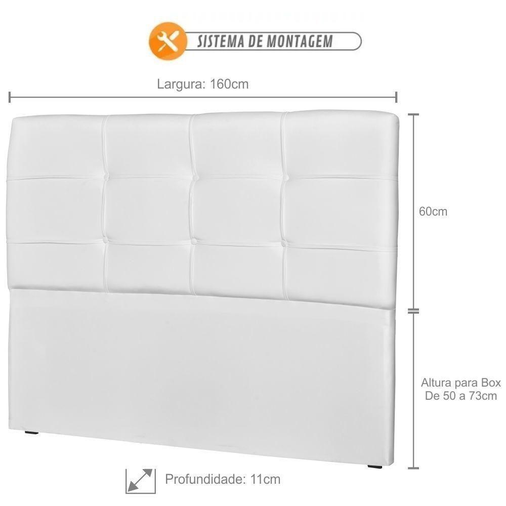 Cabeceira Casal 160Cm London Corino Branco - Js Móveis - 2
