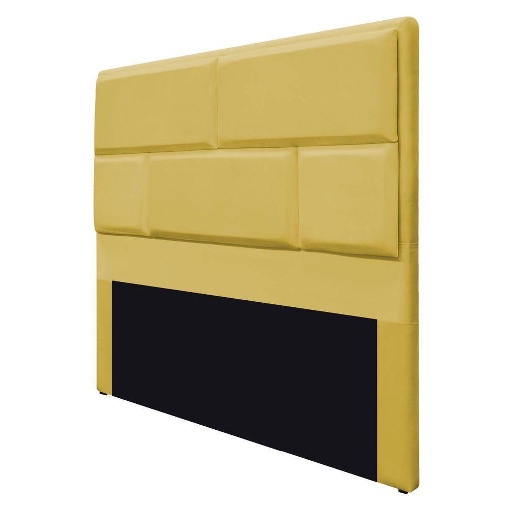Cabeceira Casal Brick P02 140 cm Para Cama Box Suede Amarelo - 4