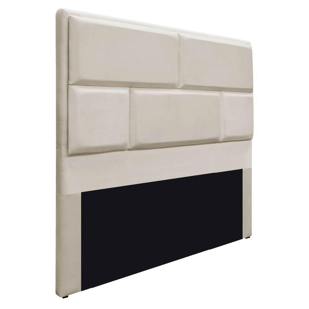Cabeceira Queen Brick P02 160 cm Para Cama Box Suede Bege - 1