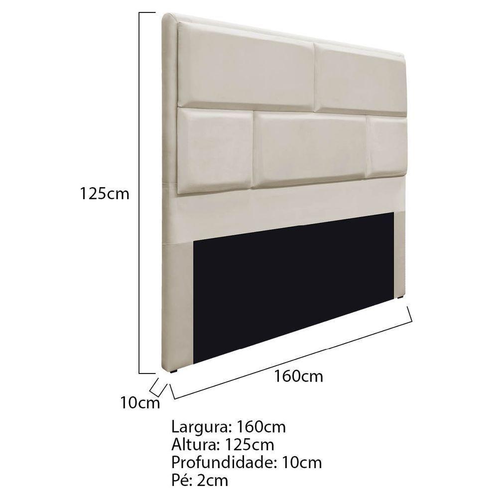 Cabeceira Queen Brick P02 160 cm Para Cama Box Suede Bege - 5
