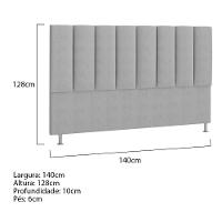 Cabeceira Casal Hannover P04 140 Cm Suede Cinza Tca 940 - 5