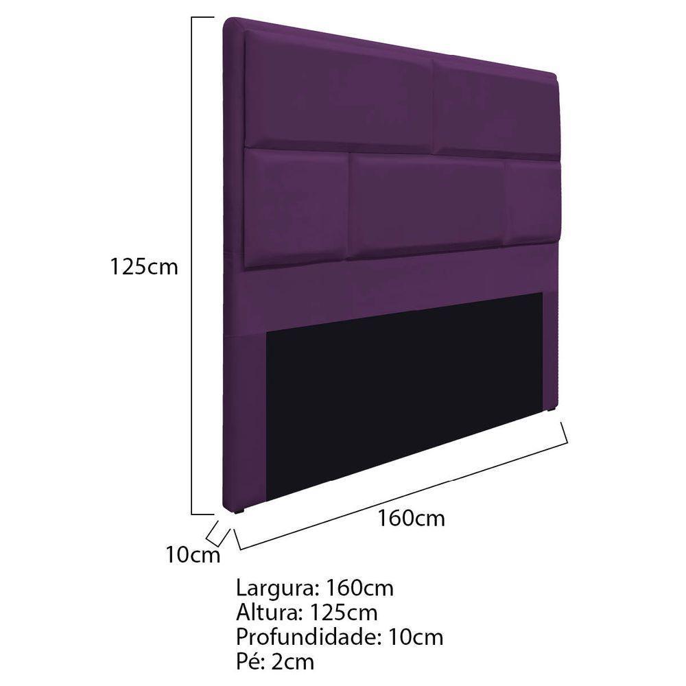 Cabeceira Queen Brick P02 160 cm Para Cama Box Suede Roxo - 5