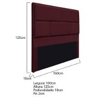 Cabeceira Queen Brick P02 160 cm Para Cama Box Suede Bordô - 9