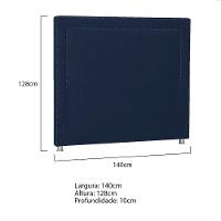 Cabeceira Casal Moscou P04 140 Cm Suede Azul Marinho Tca 948 - 5