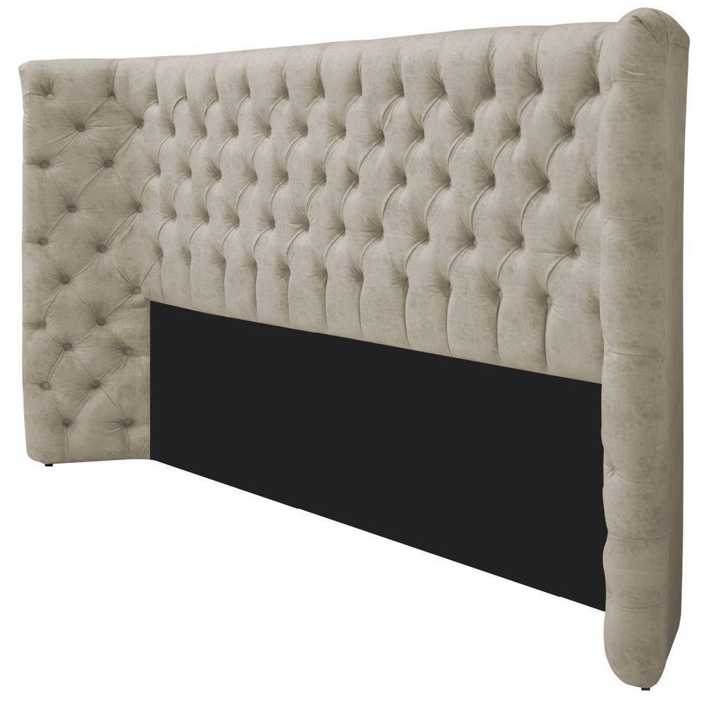 Kit Cabeceira e Calçadeira Baú Queen Everest P02 160cm Para Cama Box Suede Bege - 8