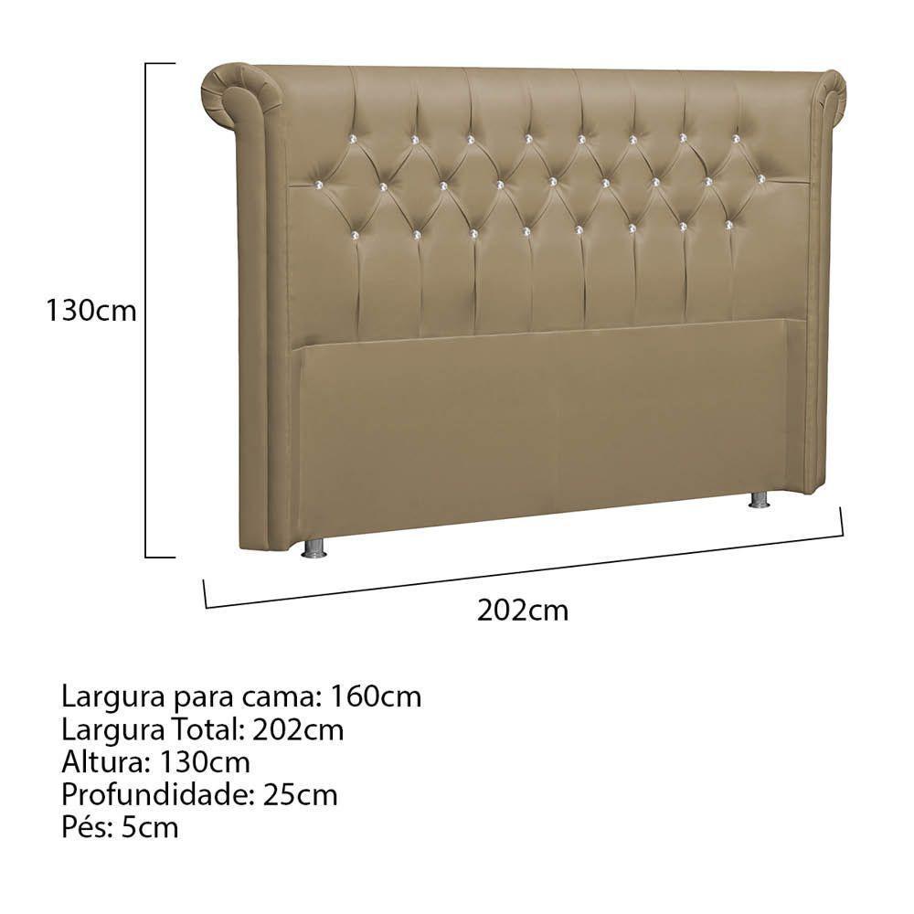 Cabeceira Queen Brescia P04 160 Cm Suede Bege Tca 941 - 5
