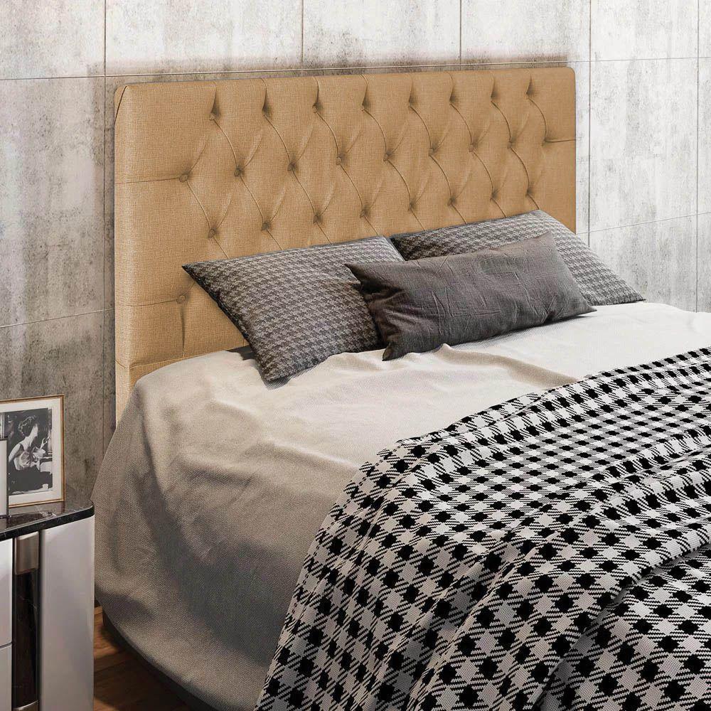 Cabeceira Casal 1,40m Amsterdã Linho - Pallazio Cor Bege - 3