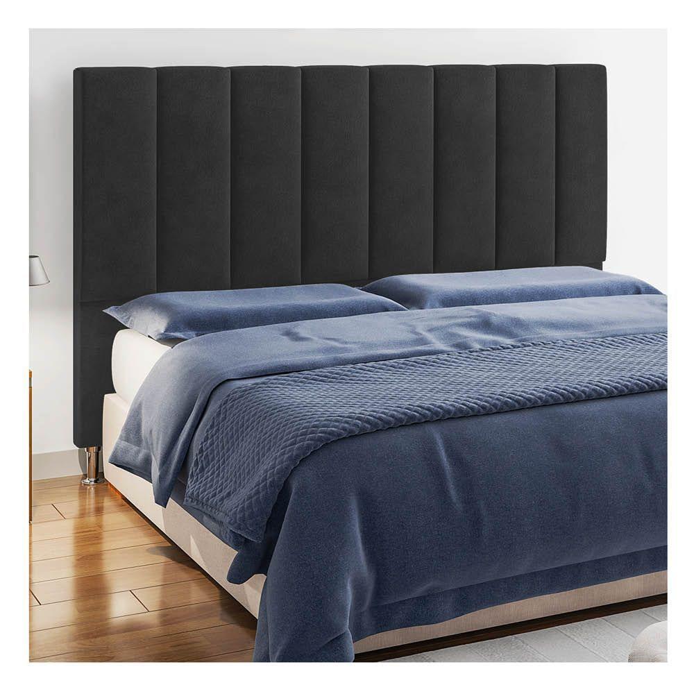Cabeceira Casal Hannover P04 140 Cm Suede Preto Tca 944 - 6