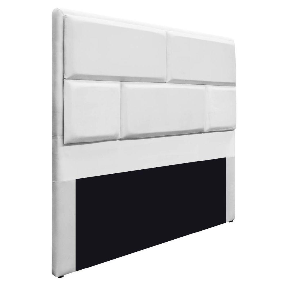 Cabeceira King Brick P02 195 cm Para Cama Box Suede Branco - 1