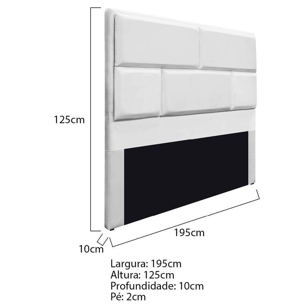 Cabeceira King Brick P02 195 cm Para Cama Box Suede Branco - 5