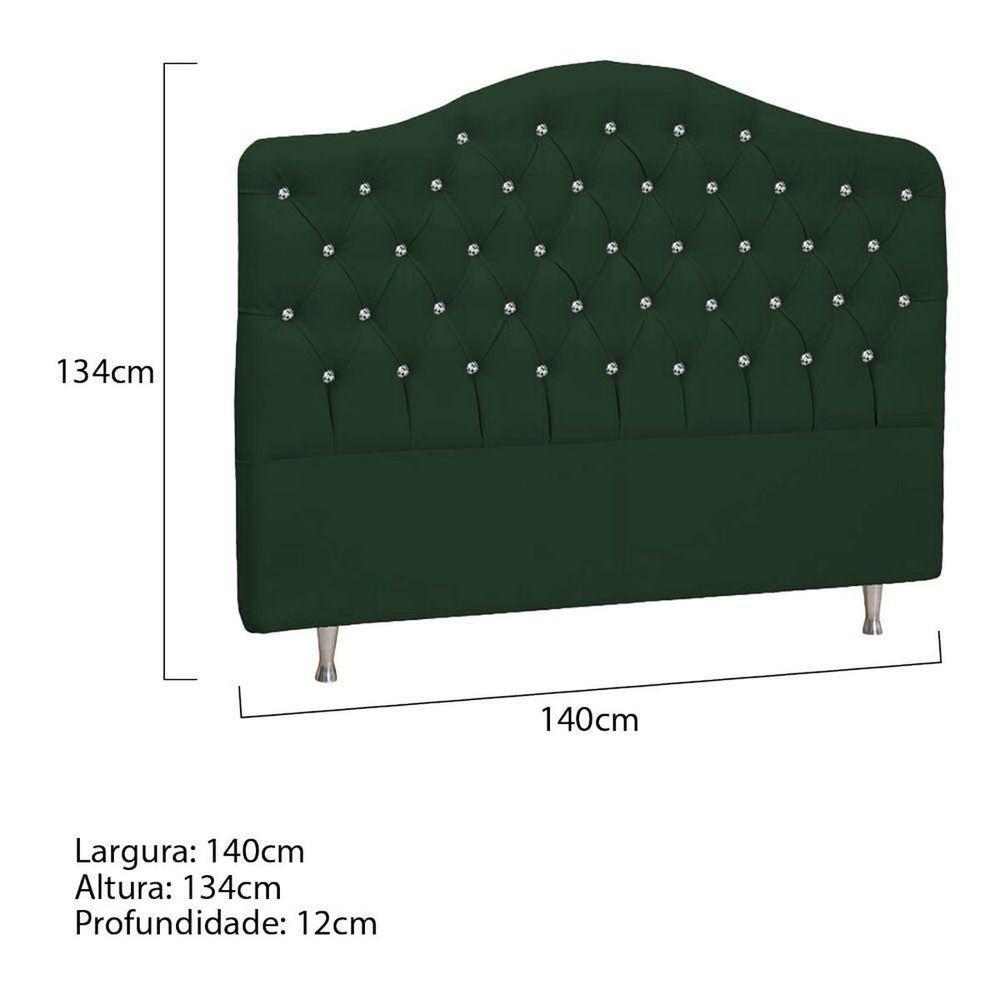 Cabeceira Casal Florence P04 140 Cm Suede Verde Tca 947 - 5