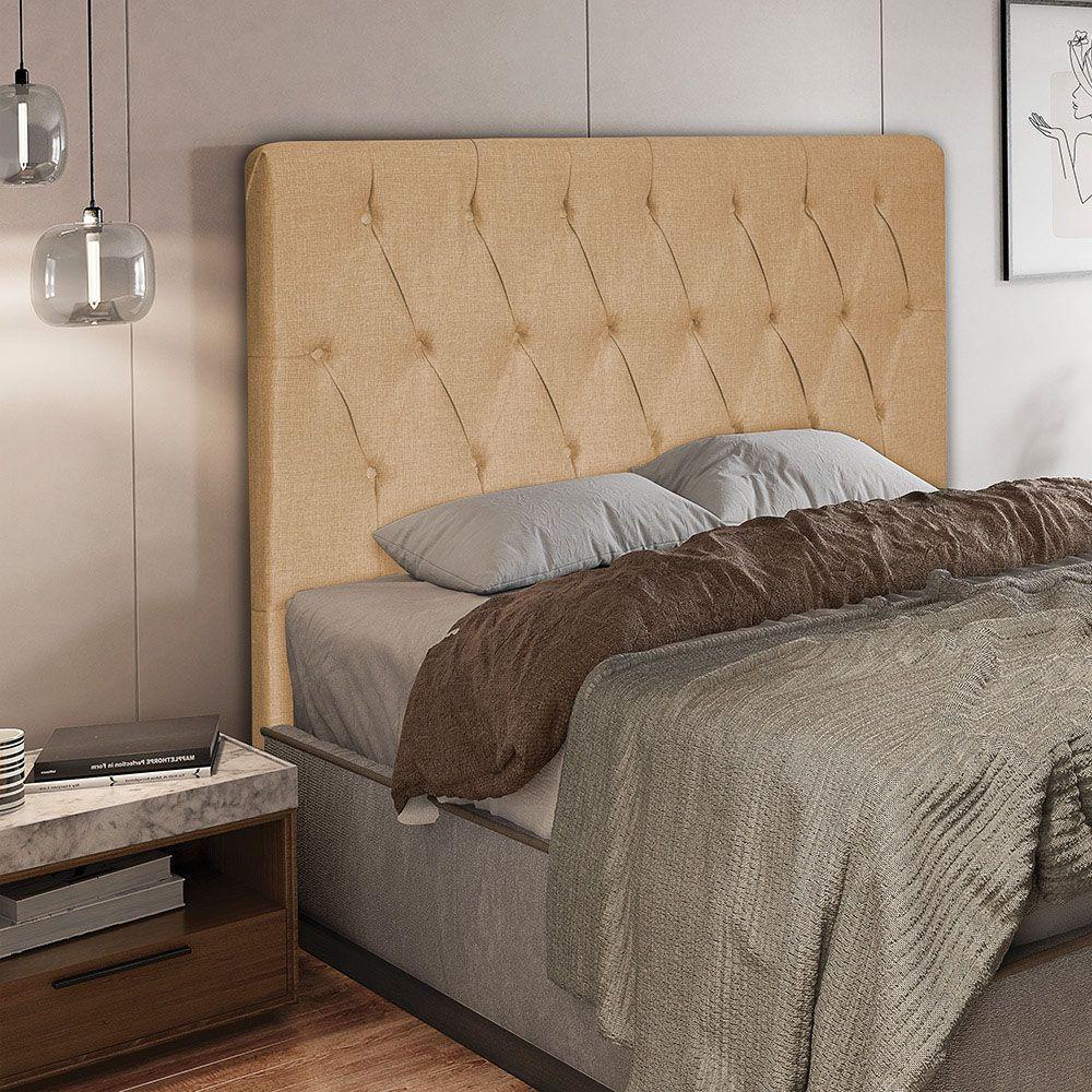 Cabeceira Queen 1,60m Estocolmo Linho - Pallazio Cor Bege - 3
