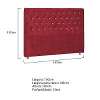 Cabeceira Casal Tóquio P04 140 Cm Suede Vermelho Tca 53 - 5