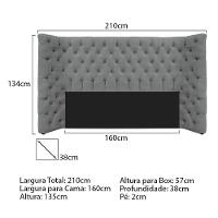 Cabeceira Queen Everest P02 160cm Para Cama Box Corano Cinza - 5