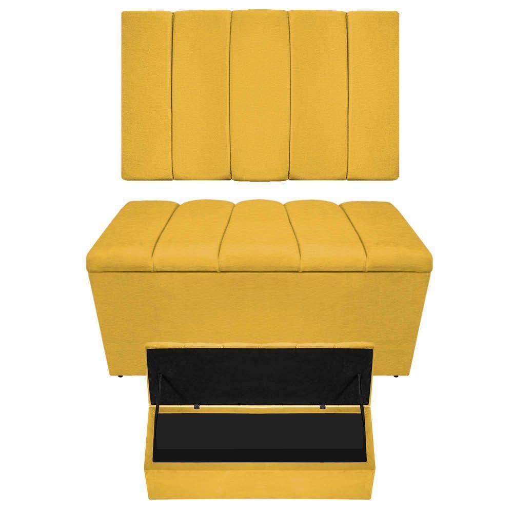 Kit Cabeceira E Calçadeira Sevilha P02 90 Cm Solteiro Corano - 1