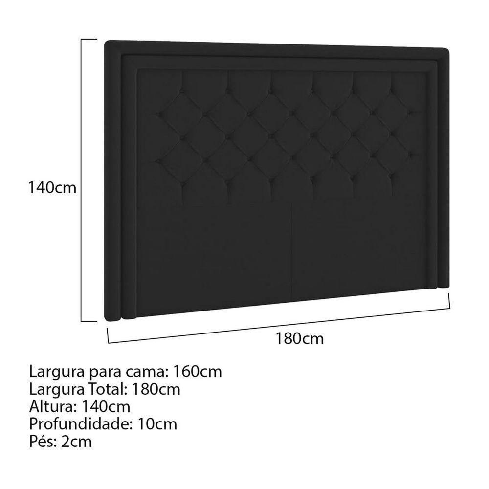 Cabeceira Queen Estocolmo P04 160 Cm Suede Preto Tca 944 - 5