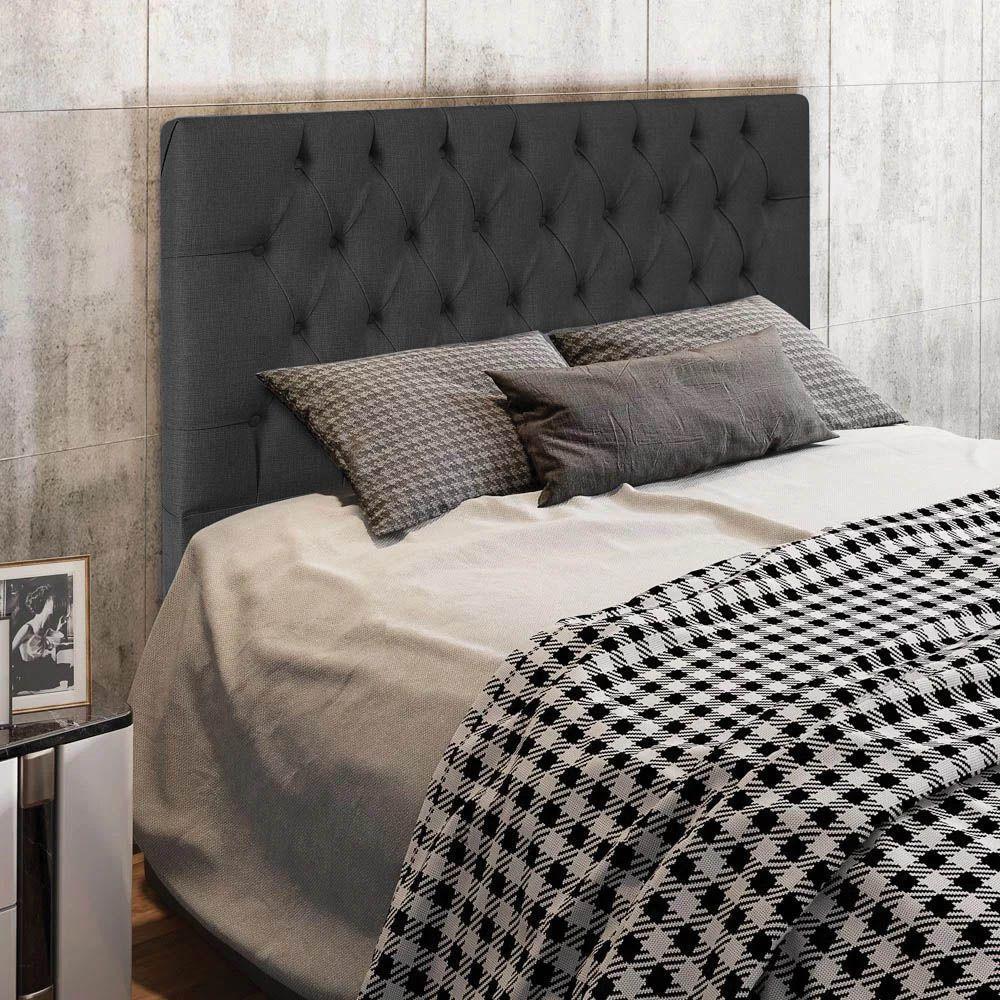 Cabeceira Casal 1,40m Amsterdã Linho Grafite - Pallazio - 3