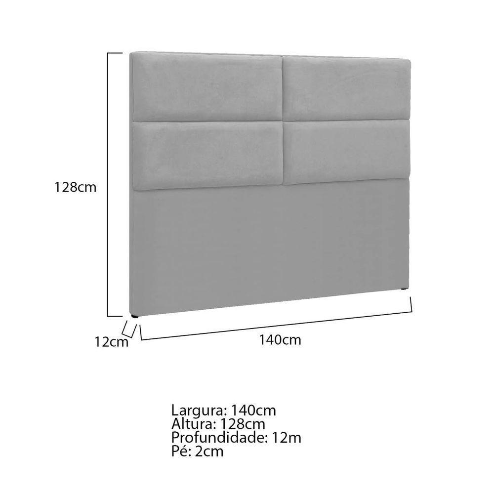 Cabeceira Casal Berlim P04 140 Cm Suede Cinza Tca 940 - 5