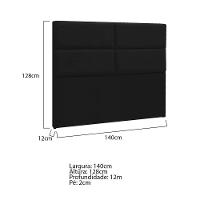 Cabeceira Casal Berlim P04 140 Cm Suede Preto Tca 944 - 11