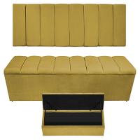 Kit Cabeceira E Calçadeira Sevilha P02 195 Cm King Size Suede - 1