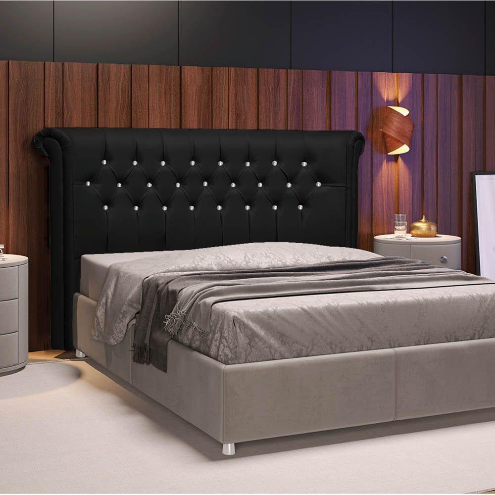Cabeceira Casal Brescia P04 140 Cm Suede Preto Tca 944 - 6