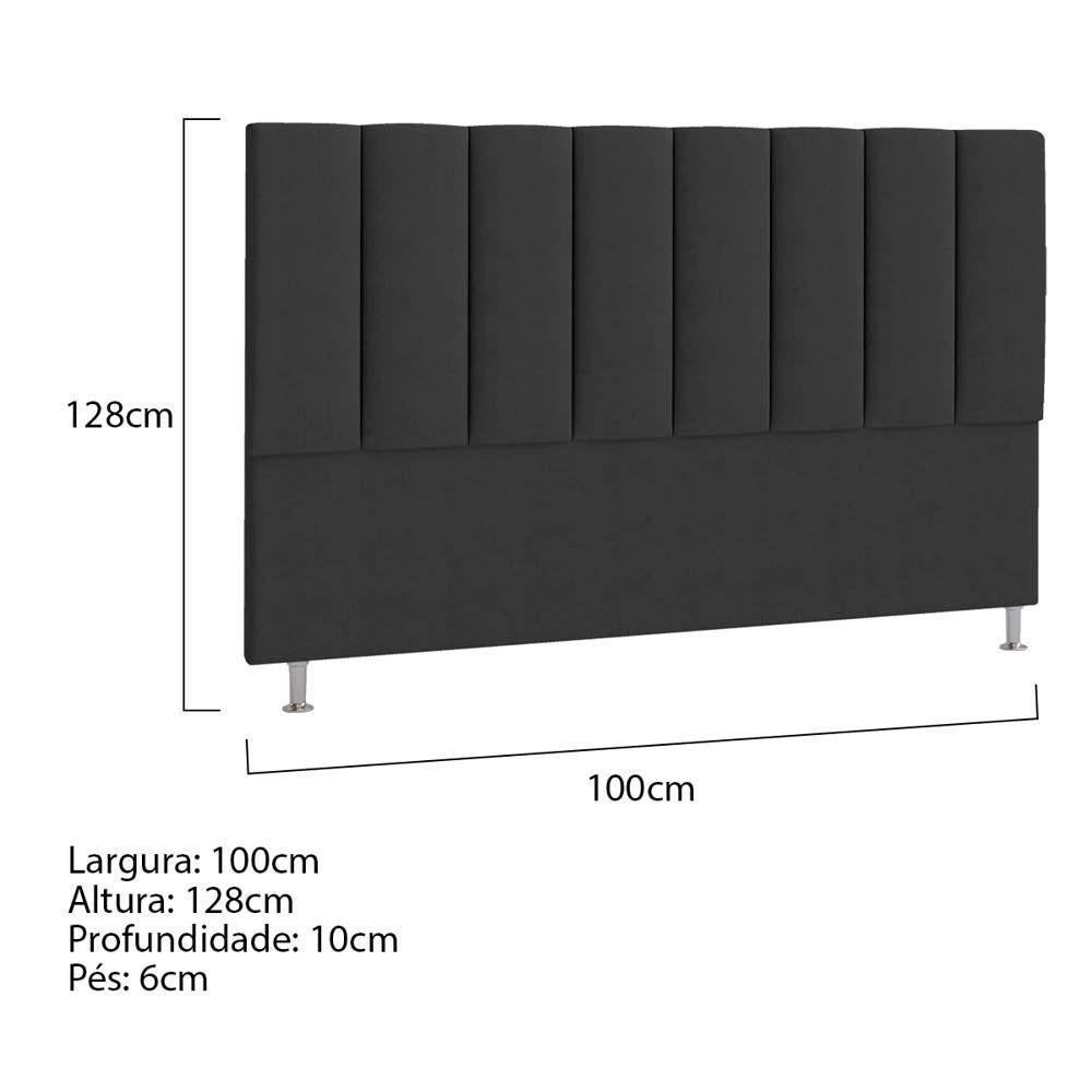Cabeceira Solteiro Hannover P04 100 Cm Suede Preto - 5