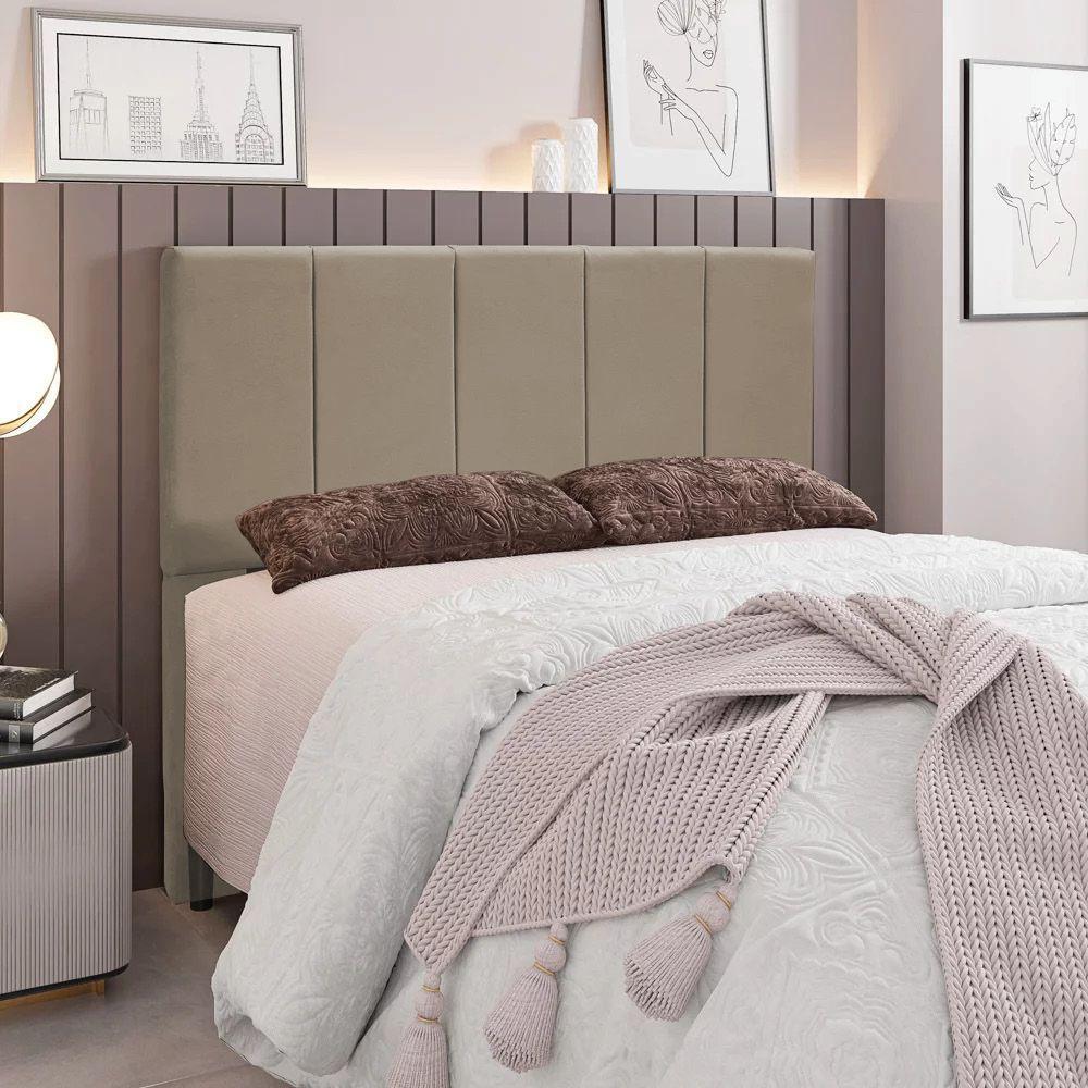 Cabeceira Queen 1,60m Genebra Suede - Pallazio Cor Bege - 3