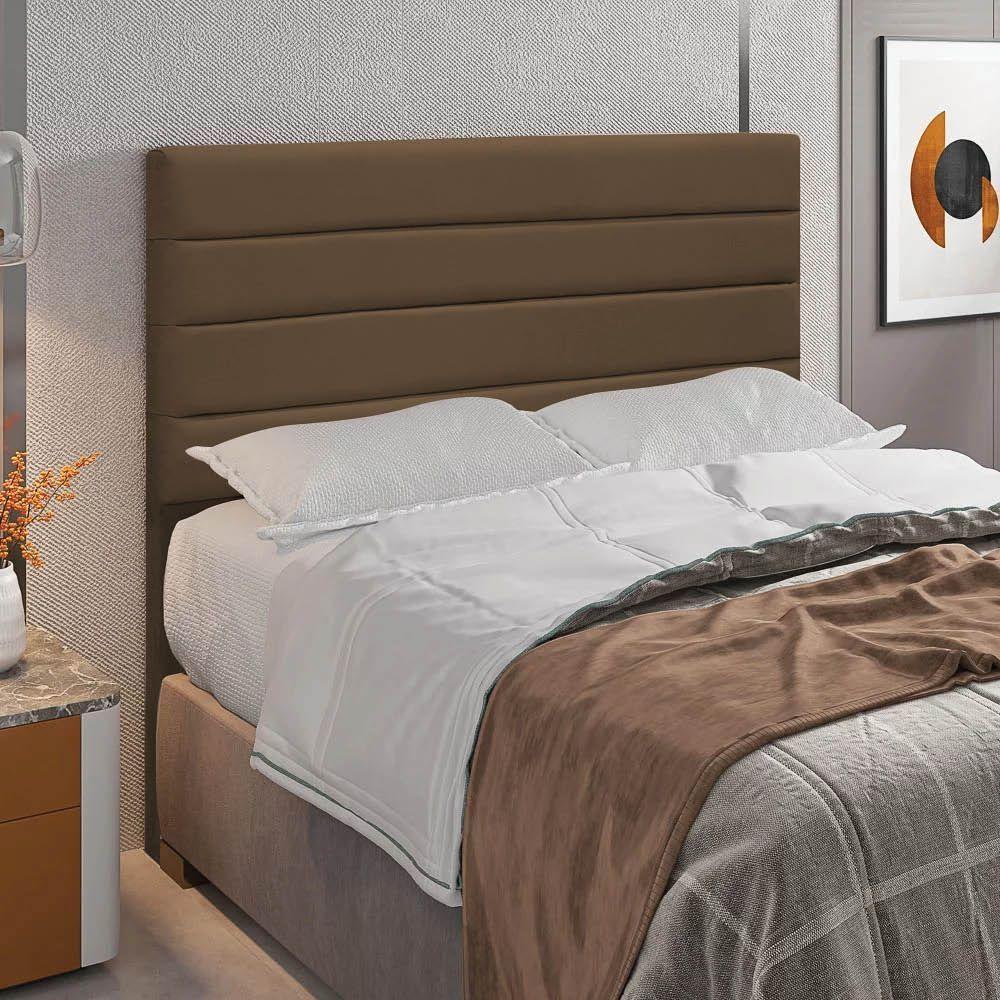 Cabeceira Casal 1,40m Friburgo Suede - Pallazio Cor Marrom - 3