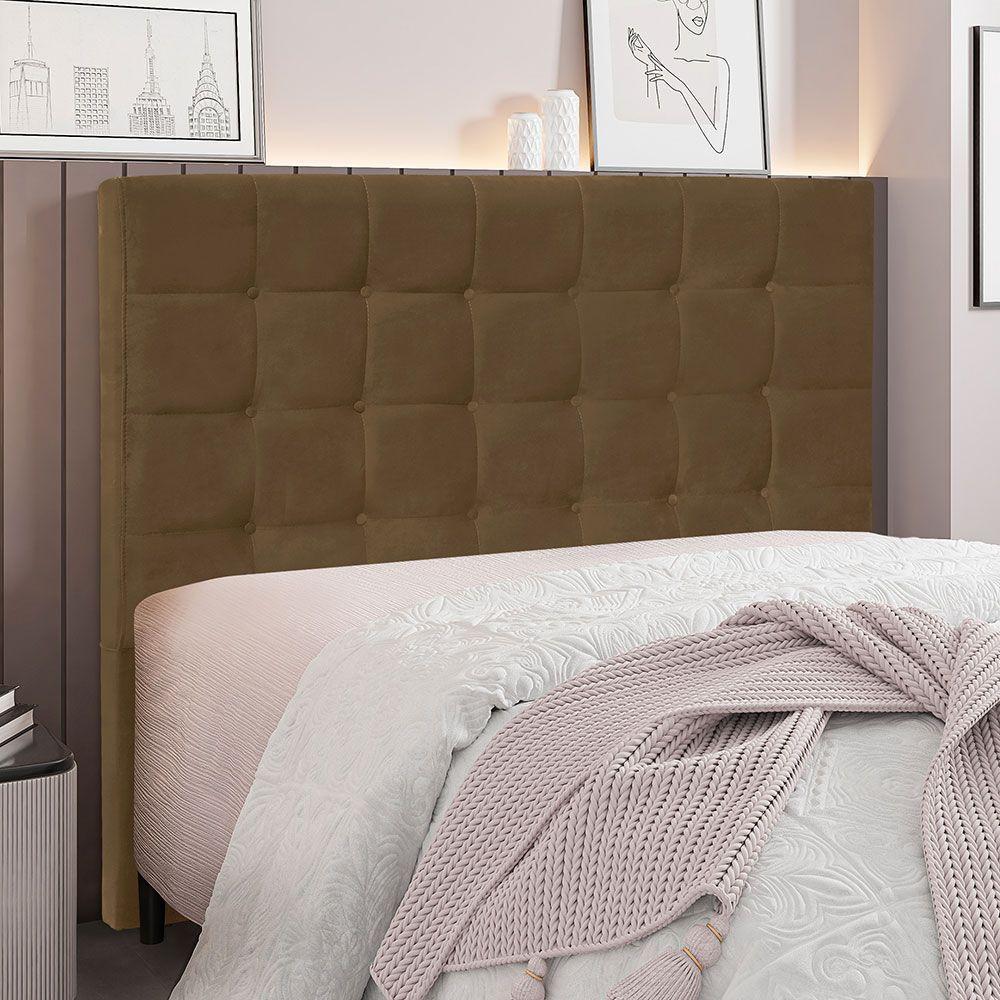 Cabeceira Queen 1,60m Santiago Suede Caramelo - Pallazio - 5