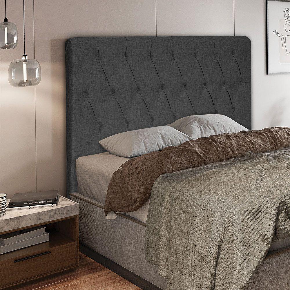 Cabeceira King 1,95m Estocolmo Linho - Pallazio Cor Grafite - 3