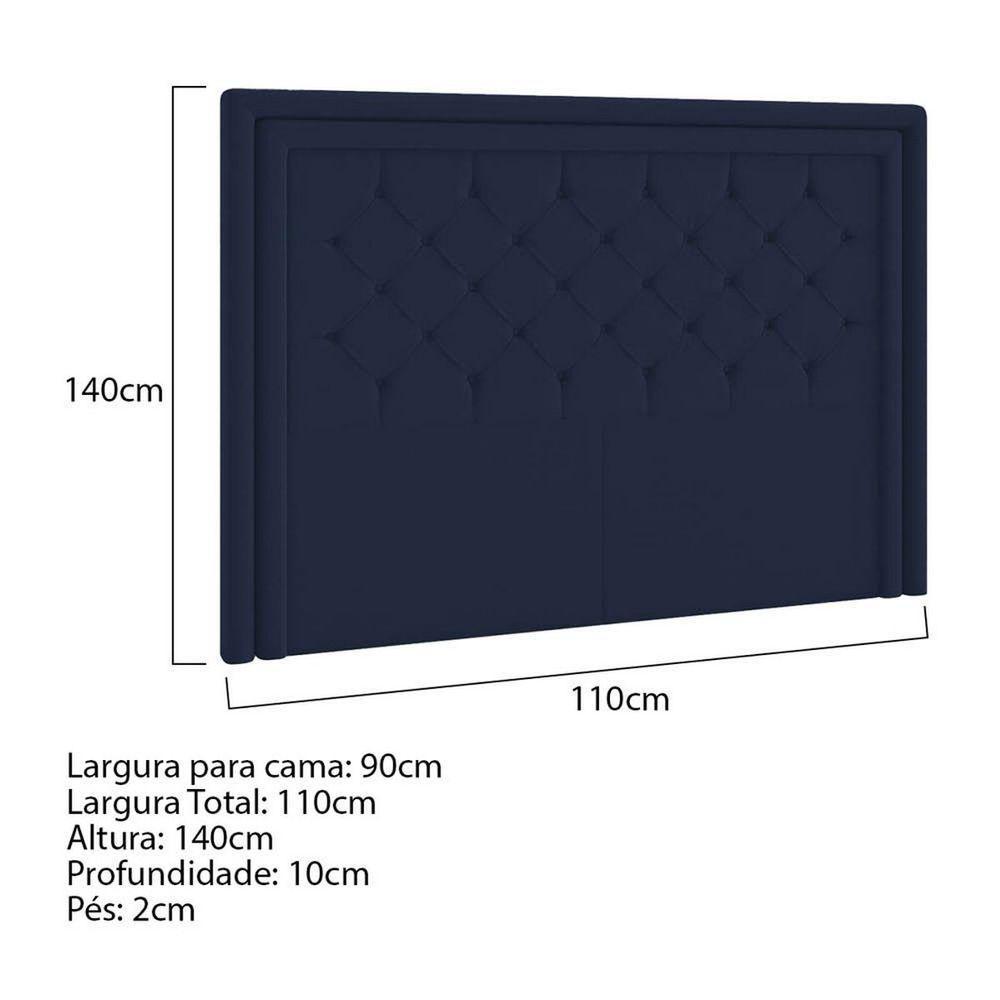 Cabeceira Solteiro Estocolmo P04 90 Cm Suede Azul Marinho - 5